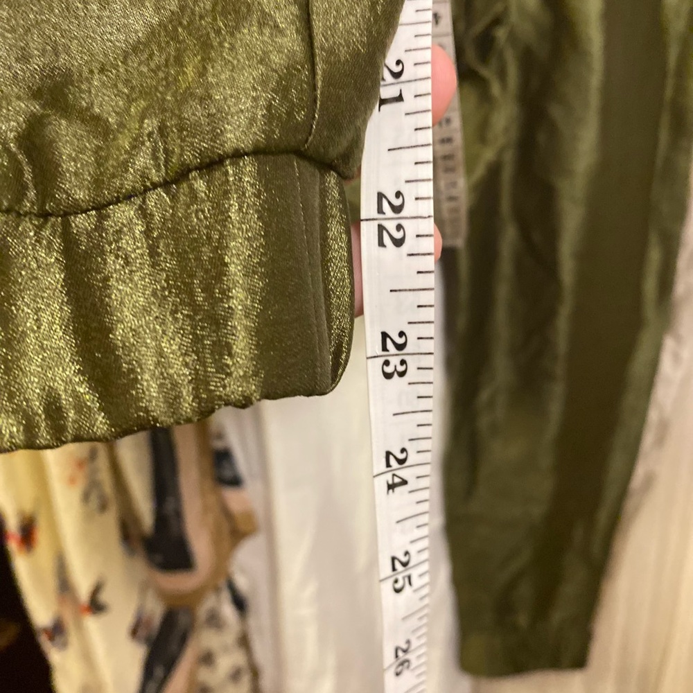 Has it all: Snazzy Satin Joggers in Autumn Green w Vertical Stripe NWT Hot Pants